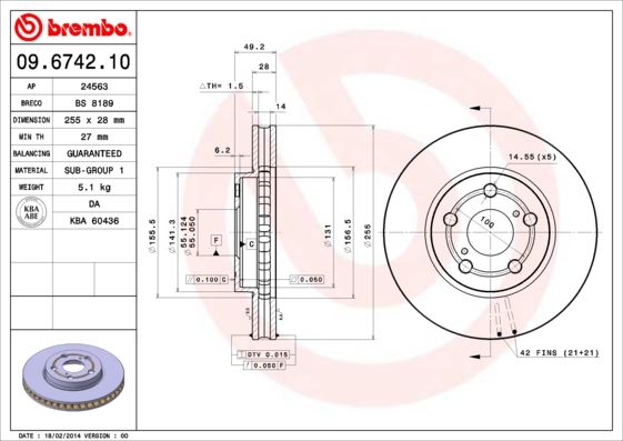 BREMBO 09674210 Fren Diski On Standard Toyota