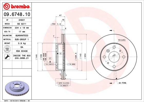 BRE-09.6748.10 Fren Diski On Standard Daihatsu