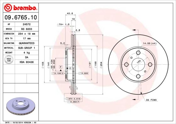 BREMBO 09676510 Fren Diski On Standard Toyota
