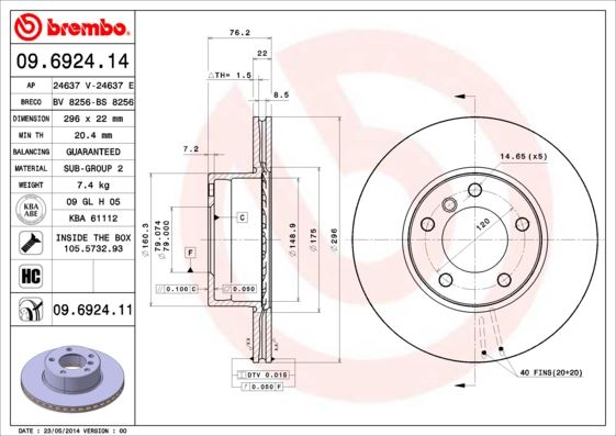 BREMBO 09692411 Fren Diski On Bmw E39