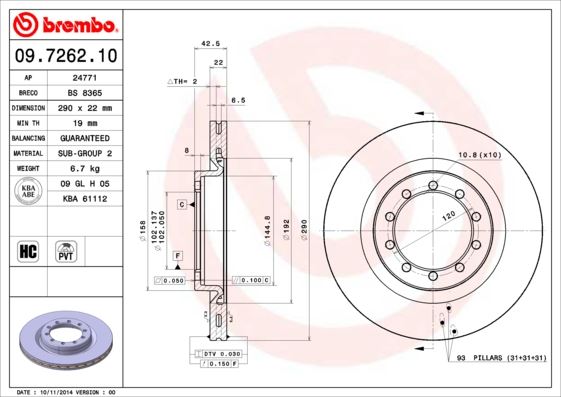 BREMBO 09726210 Fren Diski On Standard Renault
