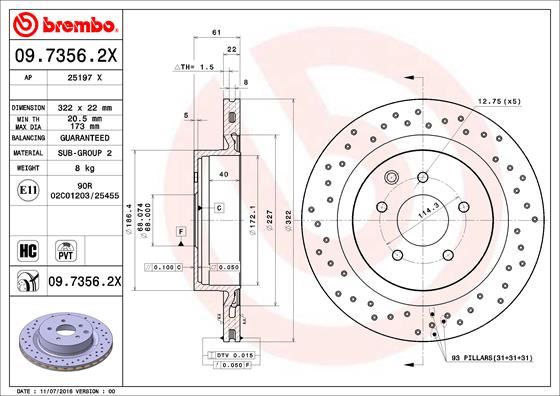 BRE-09.7356.21 Fren Diski Arka Nissan 350z 2002-/ 322×5