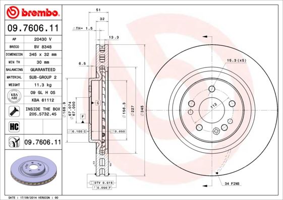 BREMBO 09760611 Fren Diski On Mercedes Ml-Class W163