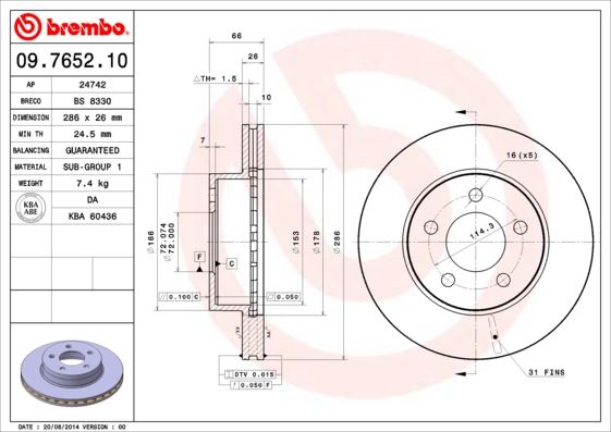 BREMBO 09765210 Fren Diski On Standard Ford