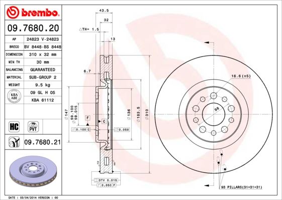 BRE-09.7680.21 Fren Diski On Uv Coated Peugeot