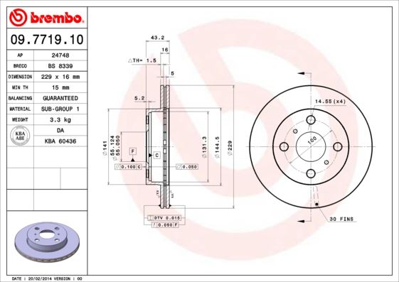 BREMBO 09771910 Fren Diski On Standard Toyota