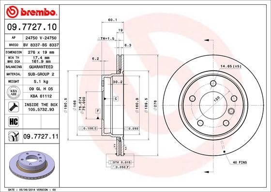 BREMBO 09772711 Fren Diski Arka Bmw E36 E46