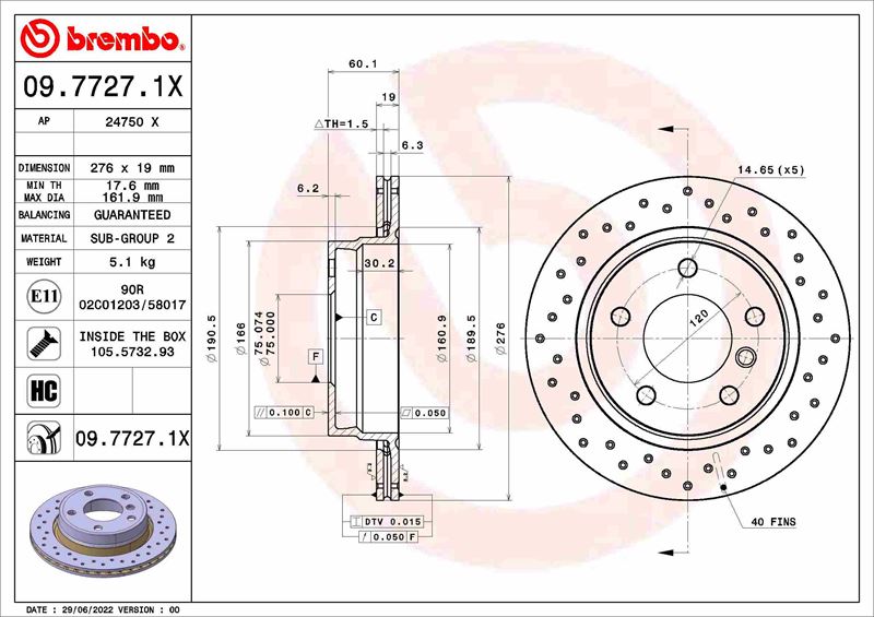 BREMBO 0977271X Fren Diski