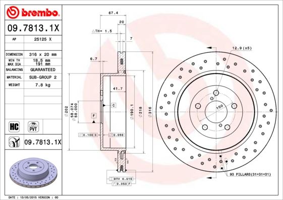BREMBO 0978131X Fren Diski Arka Xtra Subaru