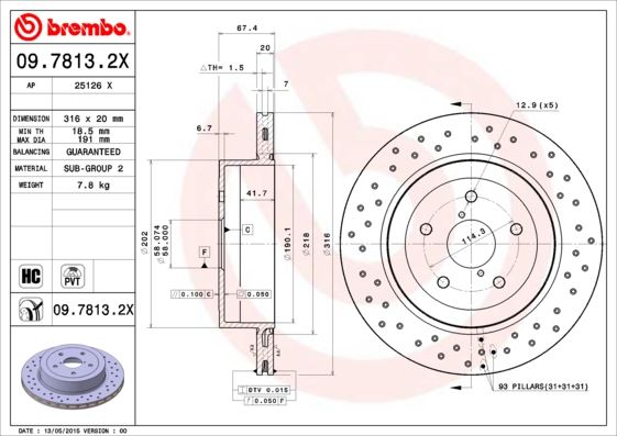 BREMBO 0978132X Fren Diski Arka Xtra Subaru