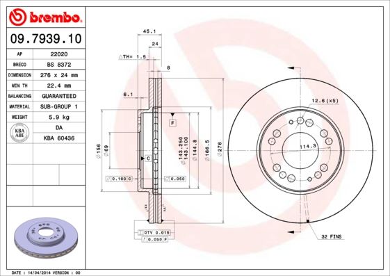 BREMBO 09793910 Fren Diski On Standard Mitsubishi