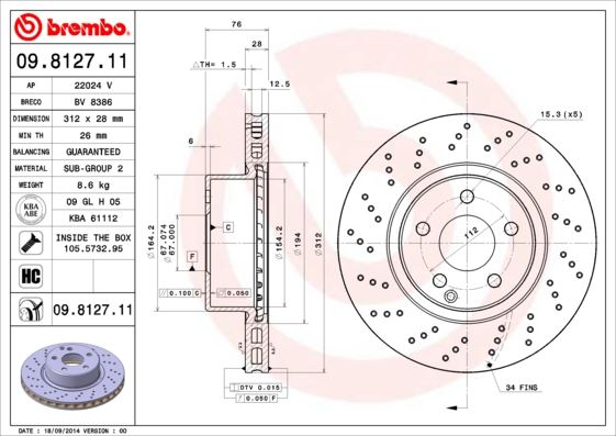 BREMBO 09812711 Fren Diski On Mercedes S-Class W220 C215
