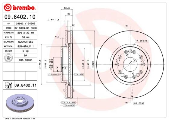 BREMBO 09840211 Fren Diski On Uv Coated Lexus