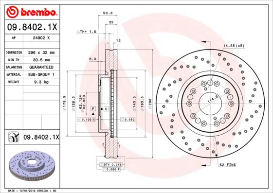 BREMBO 0984021X Fren Diski On Xtra Lexus