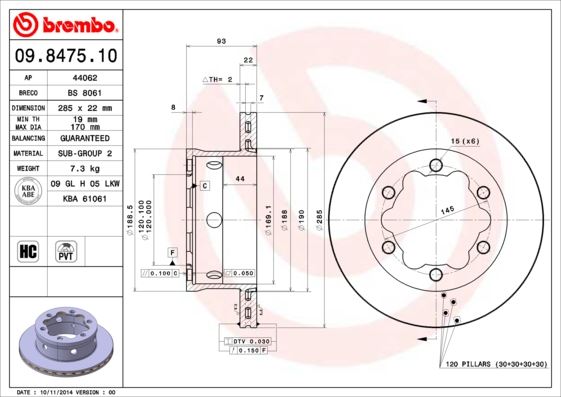 BREMBO 09847510 Fren Diski Arka Mercedes Sprinter B901>B904 . Vw Lt 28-35-46 Cift Teker