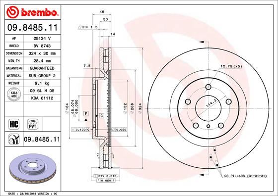 BREMBO 09848511 Fren Diski On Uv Coated Nissan