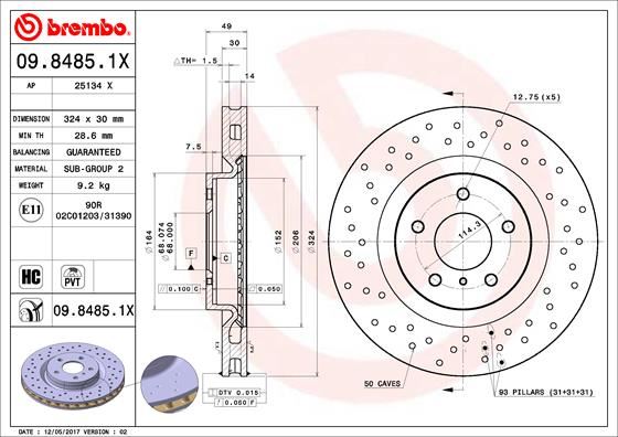 BREMBO 0984851X Fren Diski On Xtra Nissan