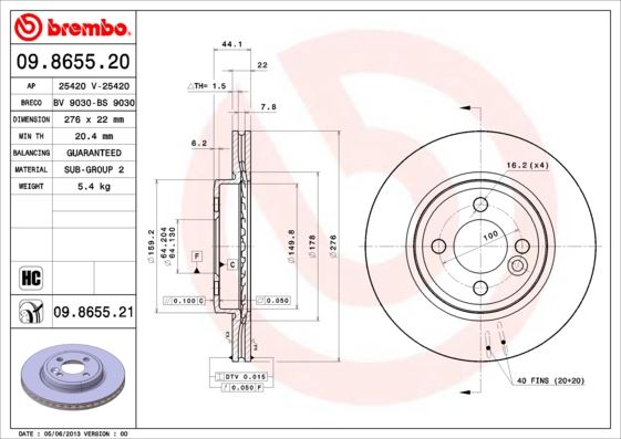 BREMBO 09865521 Fren Diski On Uv Coated Mini