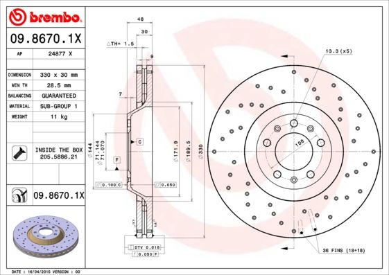 BREMBO 0986701X Fren Diski On Xtra Peugeot