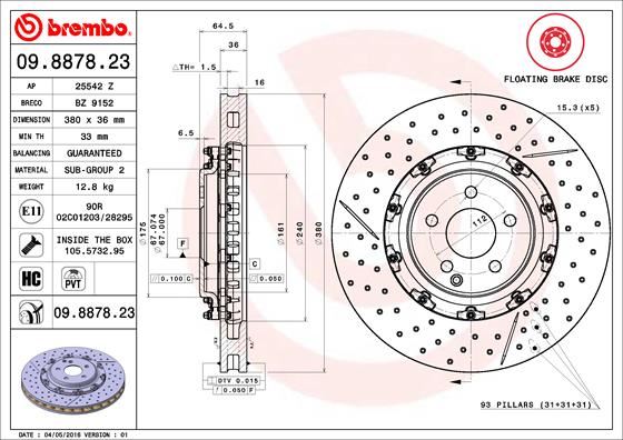 BREMBO 09887823 Fren Diski On Floating Mercedes-Benz