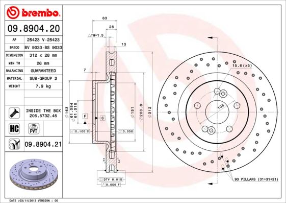 BRE-09.8904.21 Fren Diski On Uv Coated Renault