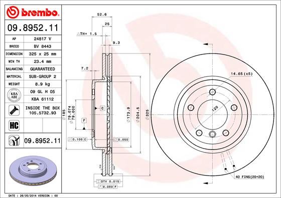 BREMBO 09895211 Fren Diski On Bmw E46 E85 E86