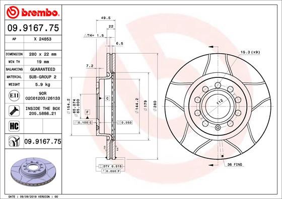BREMBO 09916775 Ön Fren Aynasi Golf V-Vi-Jetta Iii-Iv-Caddy Iii-A3 03>Leon 05>Toledo-Octavia 04> 280x22x9dlxhavali 986479098-Df4294