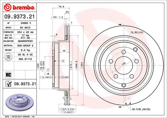 BREMBO 09937321 Fren Diski Arka Land Rover Range Rover L320 L322
