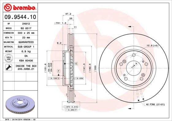 BREMBO 09954411 Ön Fren Diski Hava Kanalli Honda Cr-V 2.0l K20a4 Makyajlı Kasa Rd8 Kasa 05-06 - 16 Jant Araçlar Için 300 Çap X 5 Bijon - Adet Disk Fiyatıdır