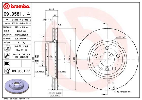 BREMBO 09958111 Fren Diski On Bmw X3 E83