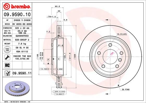 BREMBO 09959011 Fren Diski Arka Havali Bmw E-46 3.30