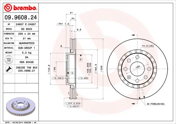 BREMBO 09960824 Fren Diski On Standard Chevrolet