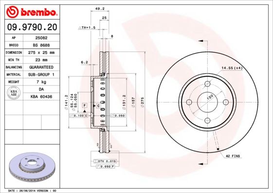 BREMBO 09979020 Fren Diski On Standard Toyota