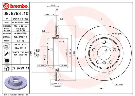 BREMBO 09979310 Fren Diski Arka Bmw F20 F21 F22 F23 E90 E91 E92 E93 F30 F31 F32 E81 E87