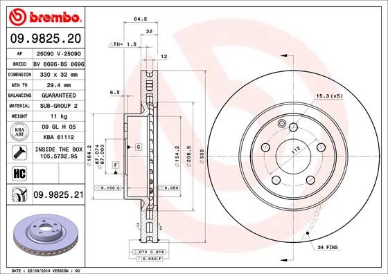 BREMBO 09982521 Fren Diski On Mercedes C219 W211 S211 X204