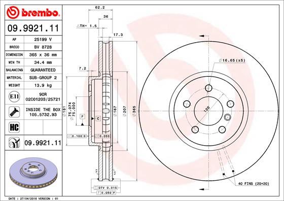 BREMBO 09992111 Fren Diski On Bmw E70 F15 E71 F16
