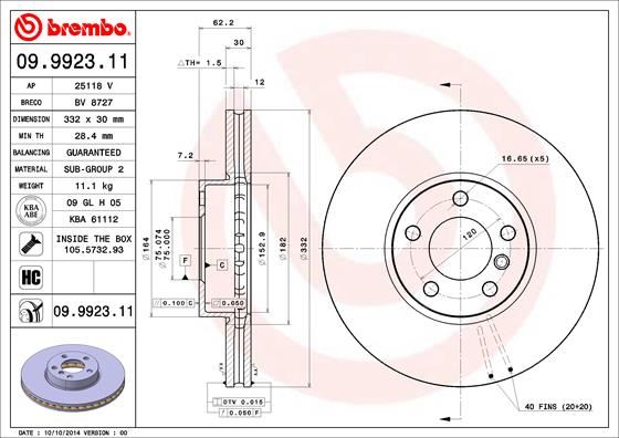 BREMBO 09992311 Fren Diski On Bmw E70 F15 E71 F16