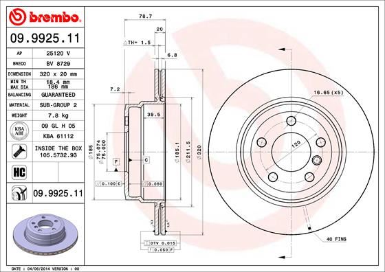 BREMBO 09992511 Fren Diski Arka Bmw E70 F15 E71 F16