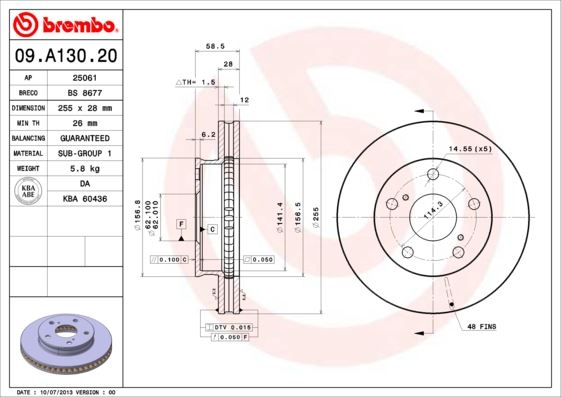 BREMBO 09A13020 Fren Diski On Standard Toyota