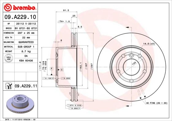 BREMBO 09A22911 Fren Diski On Land Rover Discovery Ii L318