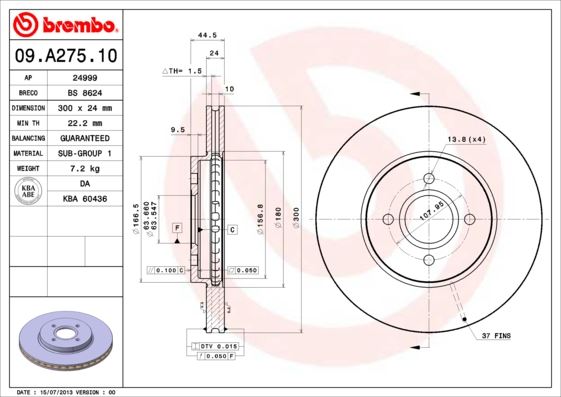 BREMBO 09A27510 Fren Diski On Standard Ford