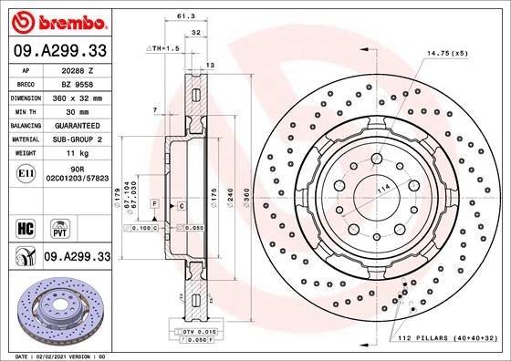 BREMBO 09A29933 Fren Diski On Dual Cast Maserati