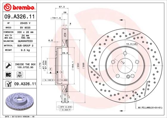 BRE-09.A326.11 Fren Diski Arka Uv Coated Mercedes-Benz