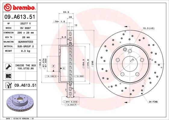 BREMBO 09A61351 Fren Diski On Mercedes Amg W204 S204 C204