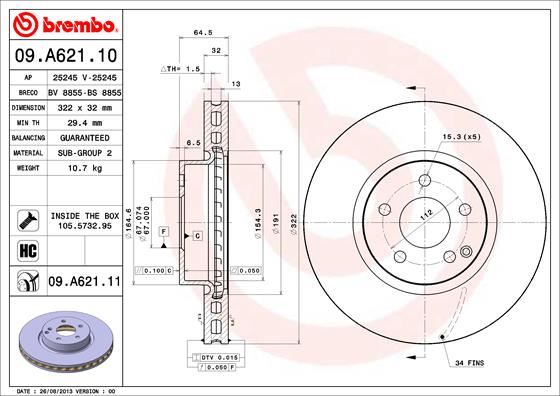 BREMBO 09A62111 Fren Diski On Mercedes W204 S204 W212 C207 R172