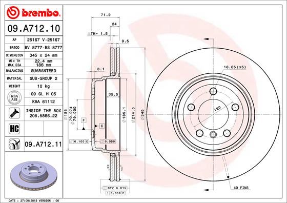 HLL-8DD 355 122-251 Fren Diski Arka (Bmw   7 Seris E65-E66 03-09)