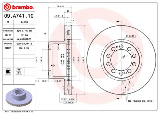 BSG 01-210-001 Fren Diski Ön  Mercedes-Benz Actros, Actros Mp2 / Mp3, Actros Mp4 / Mp5, Antos, Arocs, Axor I/Ii, Citaro I/Ii, Econic, Integro, Intouro, Tourismo, Travego
