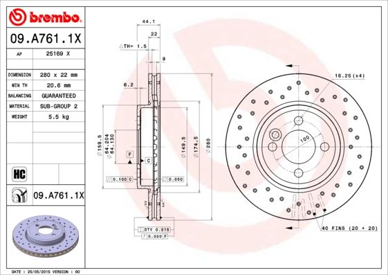 BREMBO 09A7611X Fren Diski On Xtra Mini