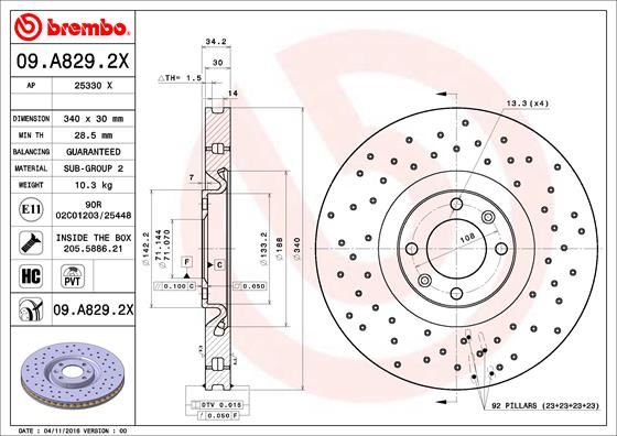 BREMBO 09A8292X Fren Diski On Xtra Peugeot