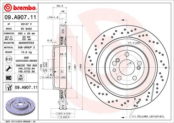BRE-09.A907.11 Fren Diski Arka Uv Coated Mercedes-Benz
